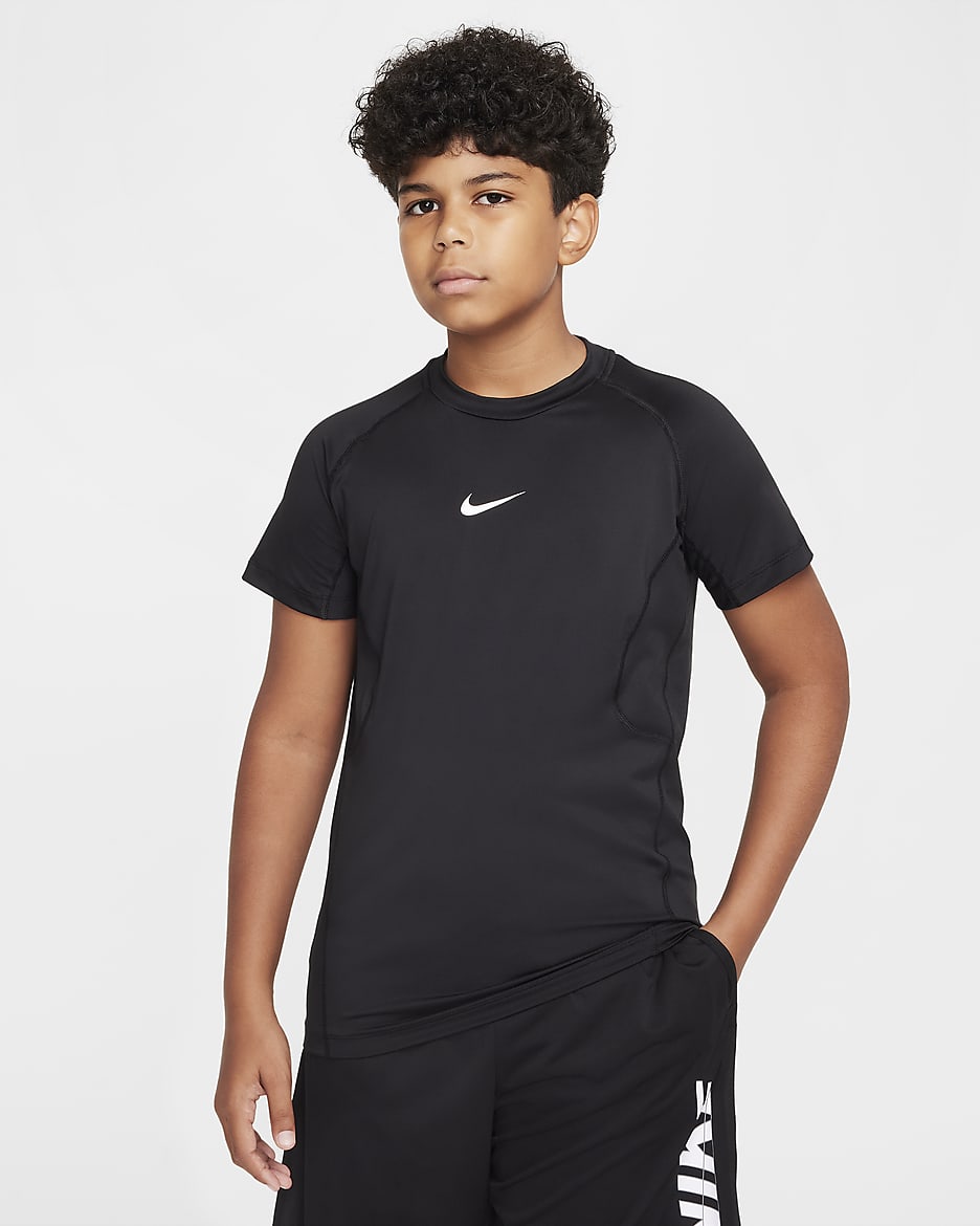 Nike Pro Big Kids Boys Dri FIT Short Sleeve Top Extended Size